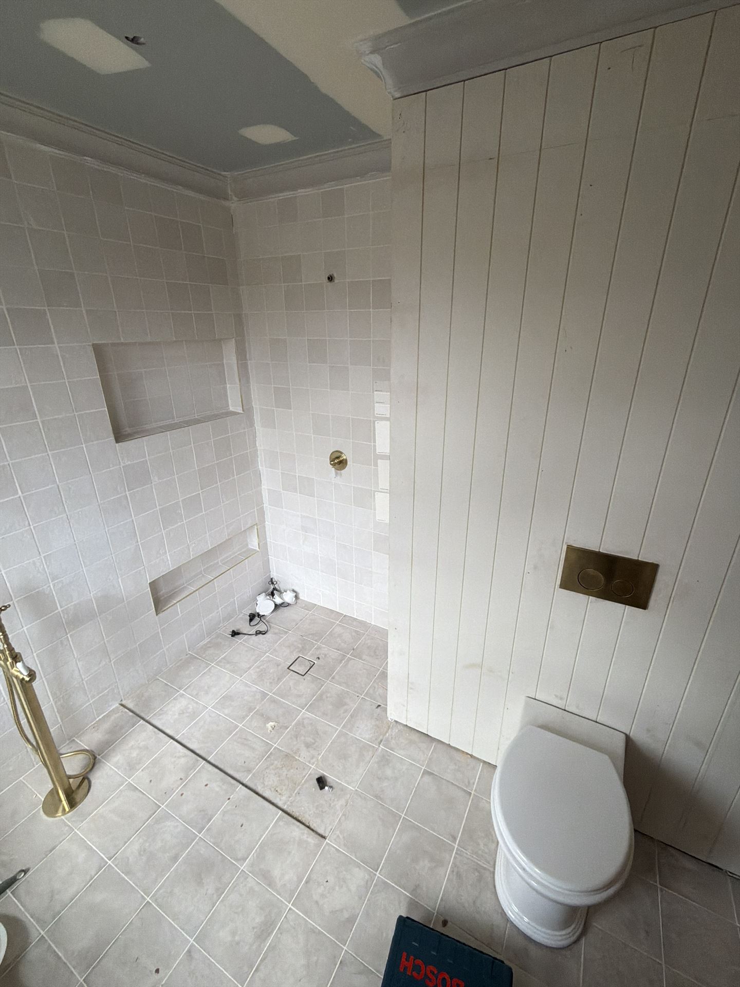 Bathroom before frameless shower screen install in Blacktown