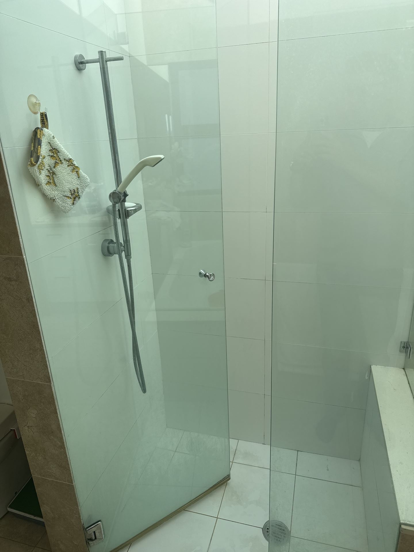 frameless shower screen with chrome hardware installed in Cremorne by Showerland