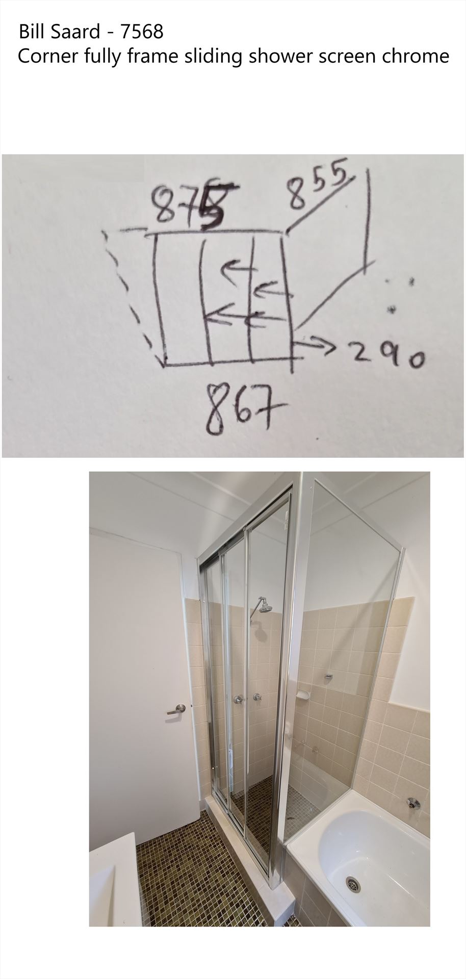 fully shower screen with chrome hardware installed in North Parramatta by Showerland