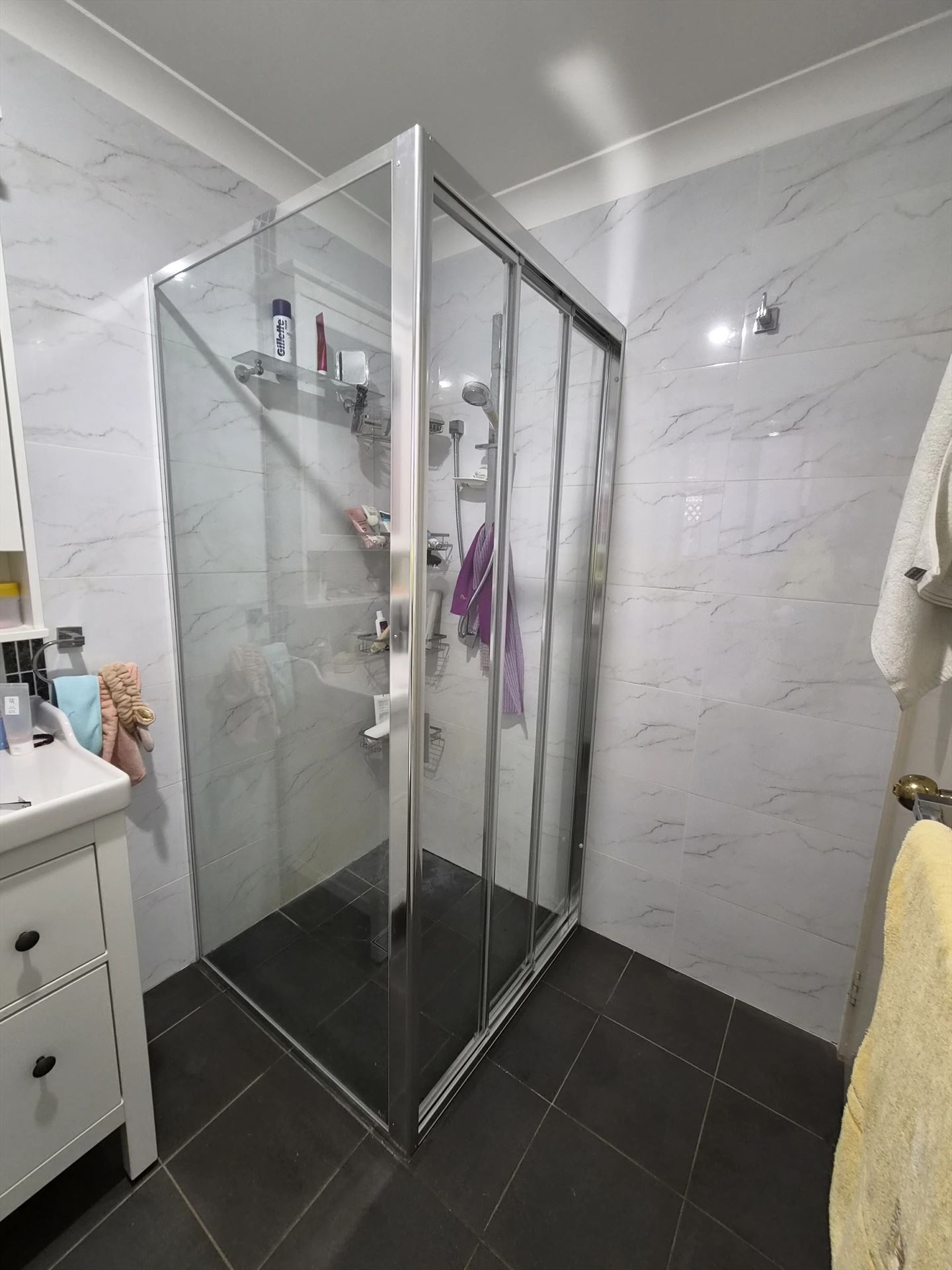 fully shower screen with chrome hardware installed in Blacktown by Showerland