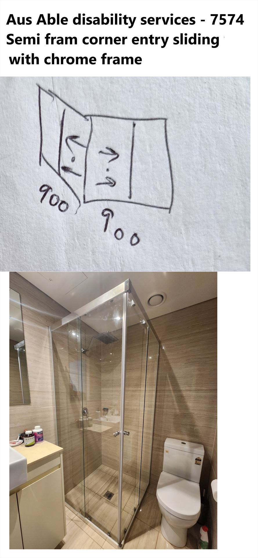semi shower screen with chrome hardware installed in Georges Hall by Showerland