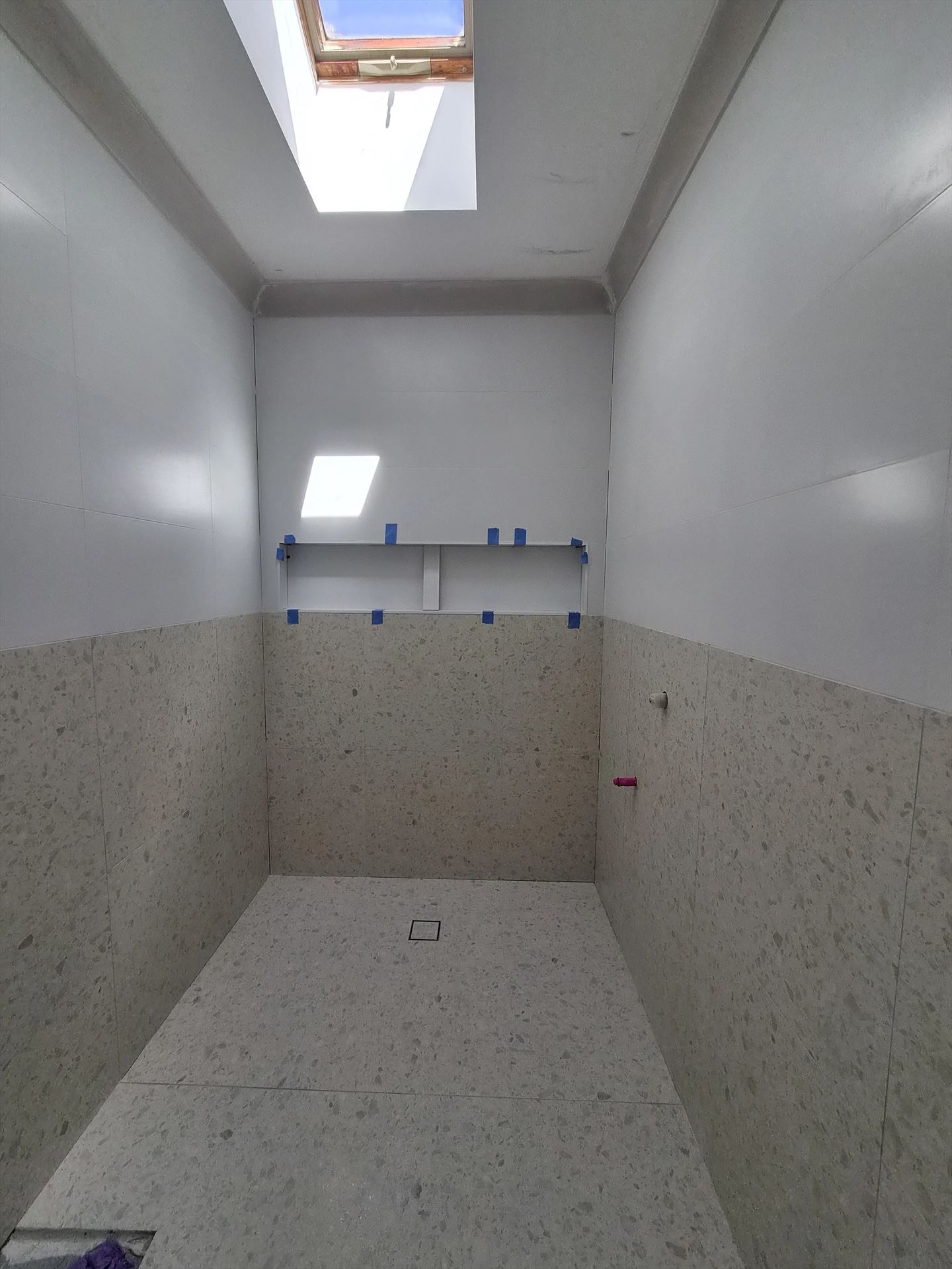 Bathroom before frameless shower screen install in Northmead