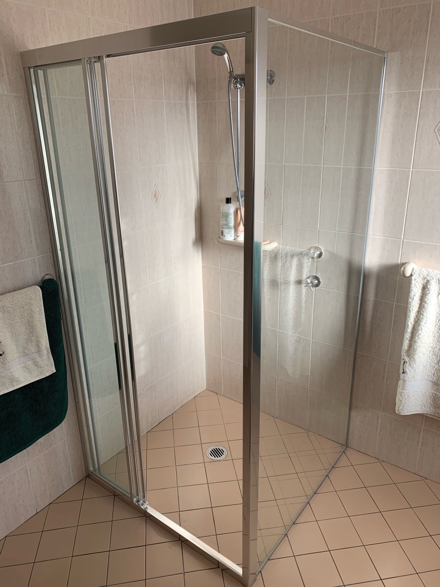 Corner fully framed sliding door shower screen Sydney